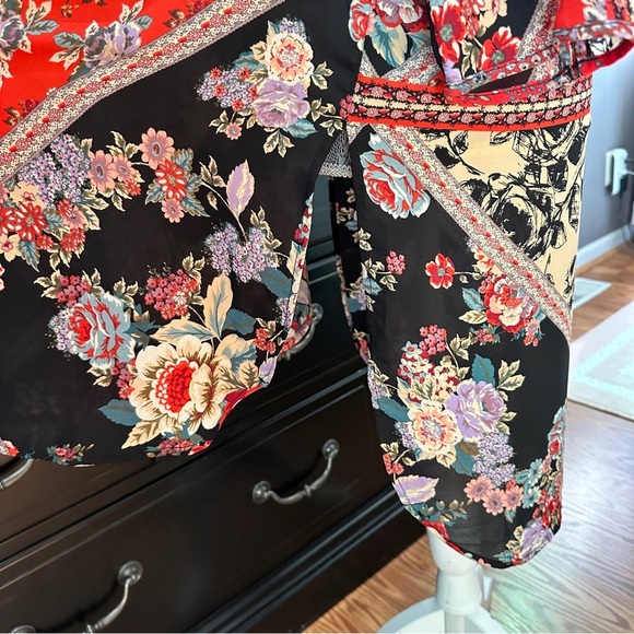 Anthropologie Fig and Flower Boho Floral Patchwork Tunic Dress Size L - Picture 7 of 16